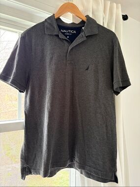 Nautica Men's Classic Fit Charcoal Gray Polo